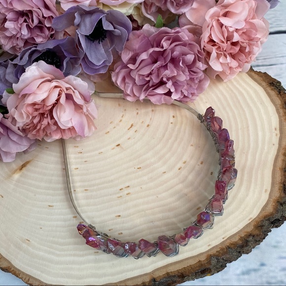 Raw Quartz Rainbow Crystal Headband Hair Jewelry - Picture 6 of 13